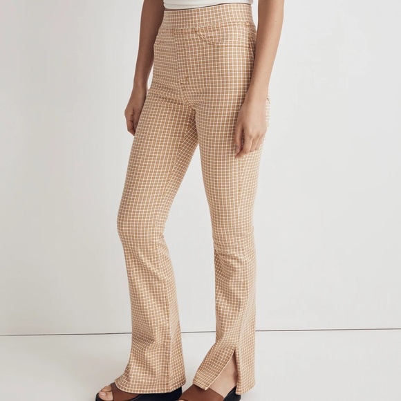 Madewell Pull-On Skinny Flare Jeans in Mini Check - Picture 1 of 12
